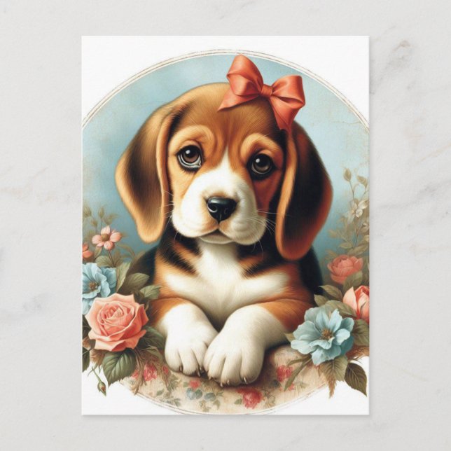 Cartão Postal Vintage Cute Beagle Puppy (Frente)