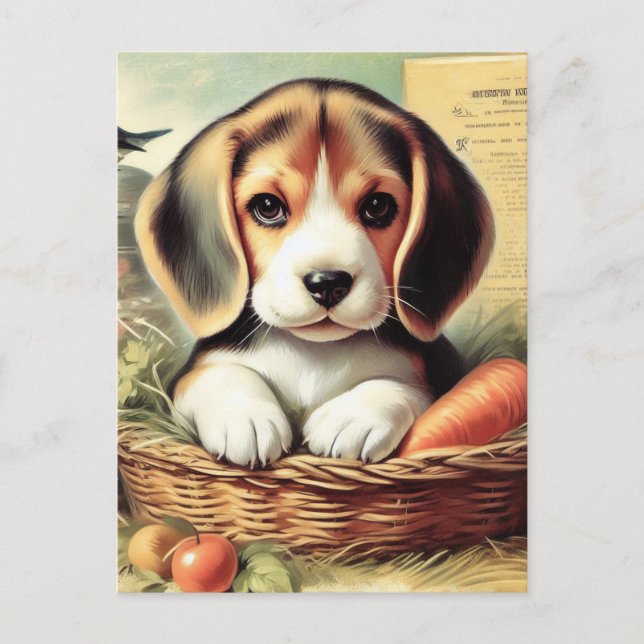 Cartão Postal Vintage Cute Beagle Puppy (Frente)