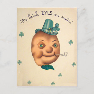 Cartão Postal Vintage Cute Irish Potato Dia de São Patrício Ca
