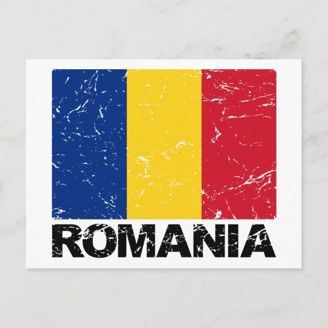 Cartão Postal Vintage da bandeira de Romania (Frente)