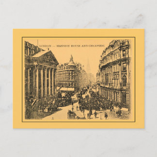 Cartão Postal vintage da década de 1890 London Mansion House e C