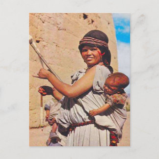 Cartão Postal Vintage, Dades, mãe e filhos no trabalho