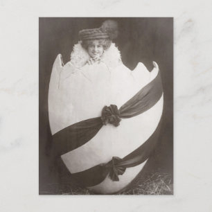 Cartão Postal Vintage - Dama de Ovos de Páscoa