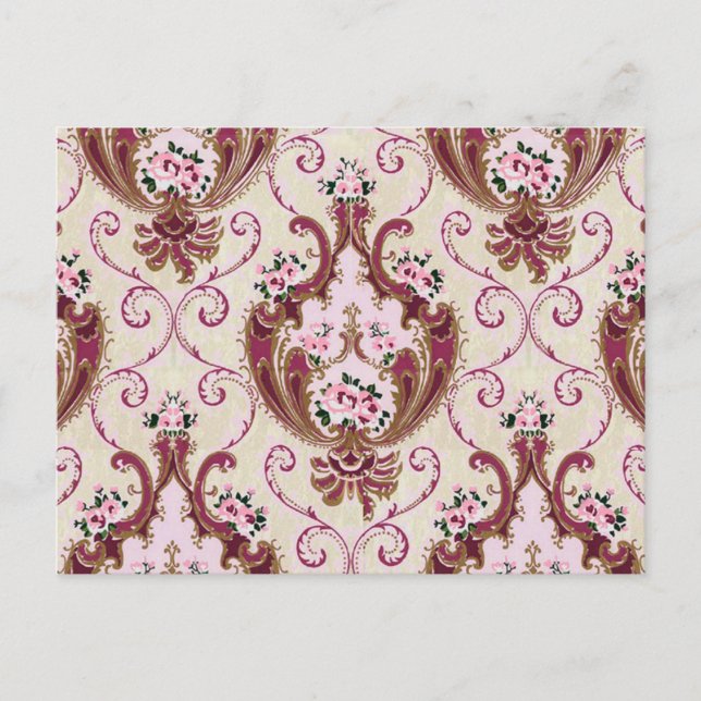 Cartão Postal Vintage Damask (Frente)
