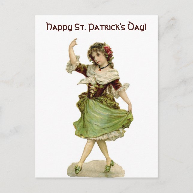 Cartão Postal Vintage Dancing Irish Maid (Frente)