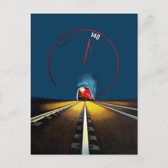 Cartão Postal Vintage Danish Train Viagem (Frente)