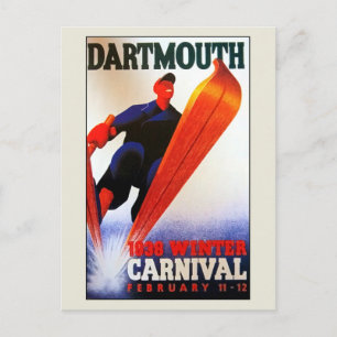 Cartão Postal Vintage Darthmouth Winter carnival ski ad