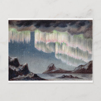 Cartão Postal vintage das luzes polares do vintage da aurora