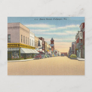 Cartão Postal Vintage Davis Street, Culpeper, Virgínia