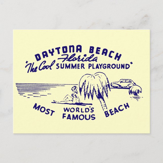 Cartão Postal Vintage Daytona Beach (Frente)
