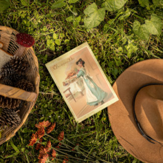 Cartão postal vintage de Ação de Graças com mulher