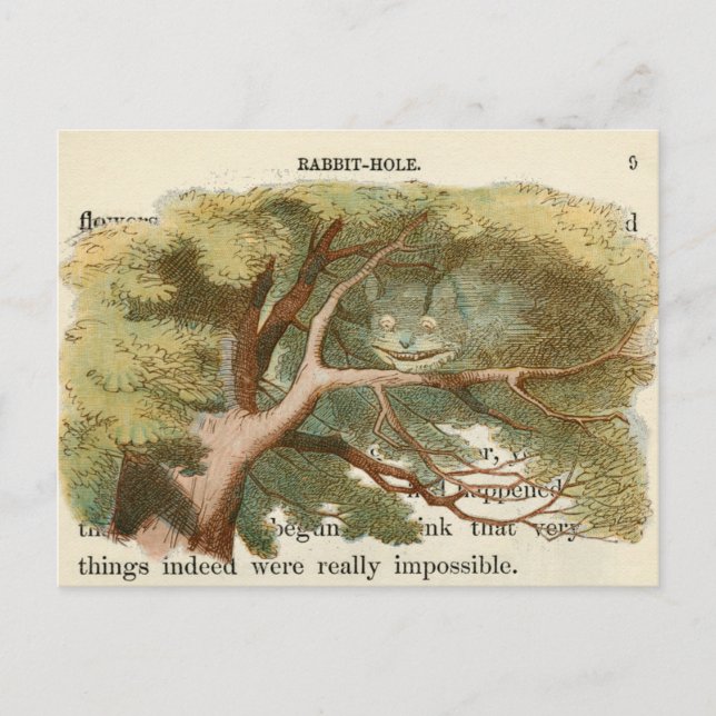 Cartão postal vintage de Alice no País das Maravil (Frente)