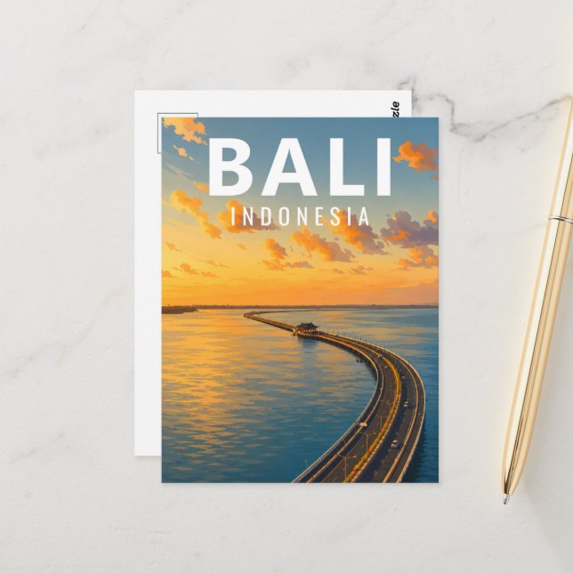 Cartão Postal Vintage de Bali – Estrada Marítima d (Frente/Verso In Situ)