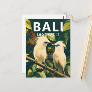 Cartão postal vintage de Bali - pássaros Estorninh