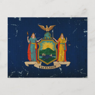 Cartão Postal VINTAGE de Bandeira do Estado de Nova Iorque