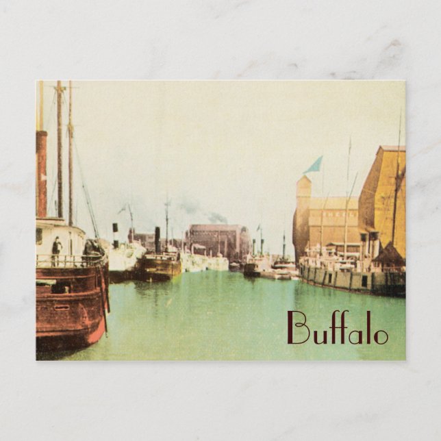 Cartão postal Vintage de Buffalo Harbour (Frente)
