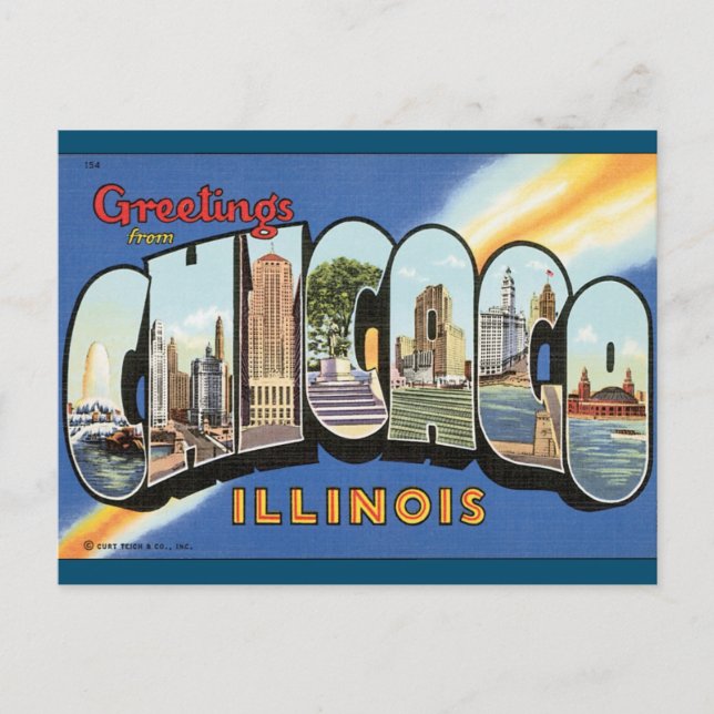 Cartão postal Vintage de Chicago Illinois (Frente)