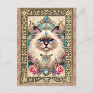 Cartão Postal Vintage de Gato de Posto de Fotografias Personaliz