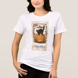 Cartão Postal Vintage de Halloween Gato Jack O Lan