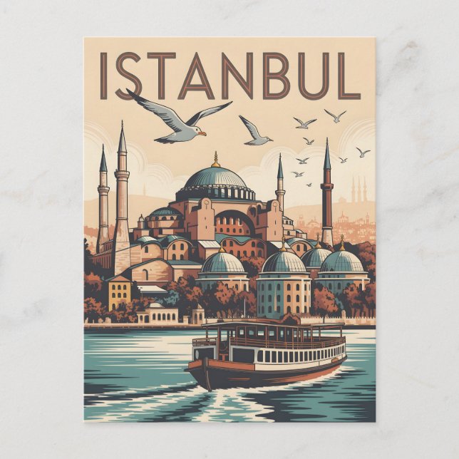 Cartão Postal Vintage de Istambul (Frente)