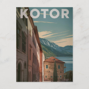 Cartão Postal Vintage de Kotor Montenegro