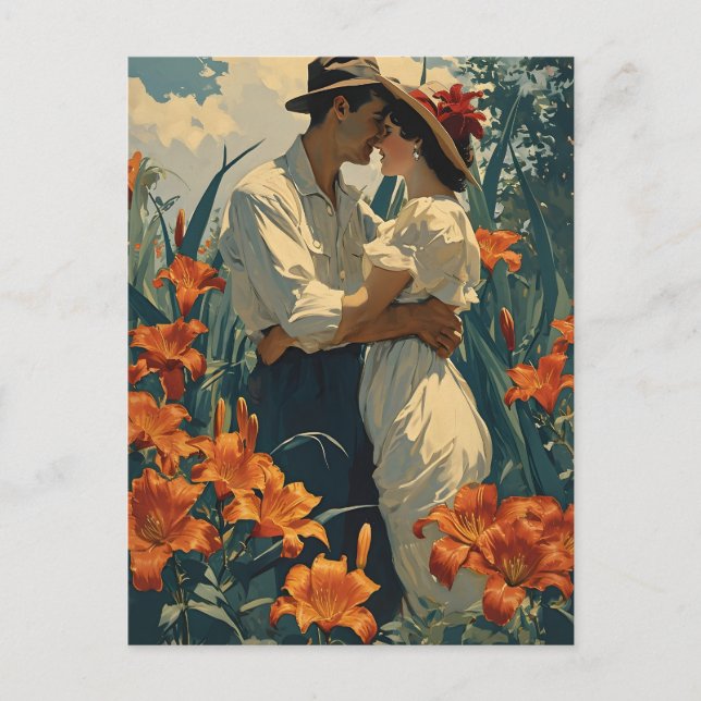 Cartão Postal Vintage de Lily Romântica (Frente)