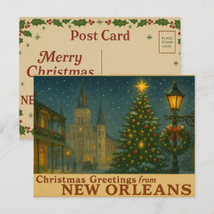 Cartão postal vintage de Natal de Nova Orleans