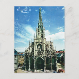 Cartão Postal Vintage de réplica, Rouen, Eglise Rua Maclau
