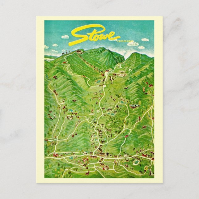 Cartão postal vintage de Stowe Vermont (Frente)