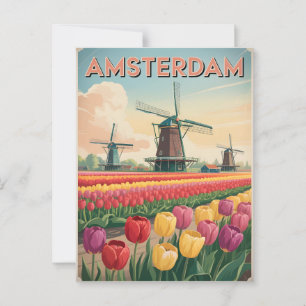 Cartão Postal Vintage de tulipa de Amsterdã