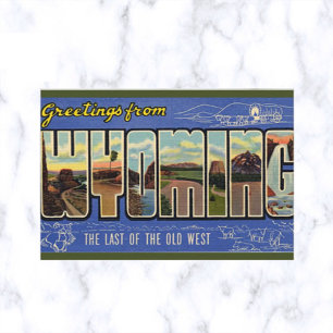 Cartão postal vintage de Wyoming com letra grande