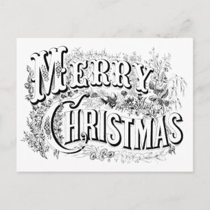 Cartão Postal Vintage Decorative Felry Christmas Color Me script