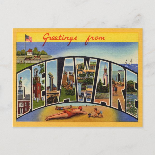 Cartão Postal Vintage Delaware (Frente)