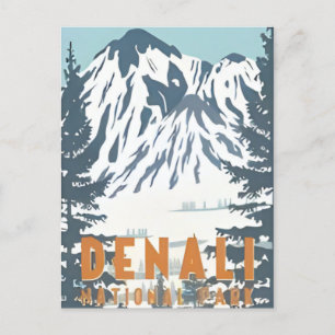 Cartão Postal Vintage Denali National Park Alaska Monte Hunter
