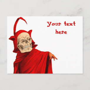 Cartão Postal Vintage Devil Skeleton Skull Halloween Faust Morte