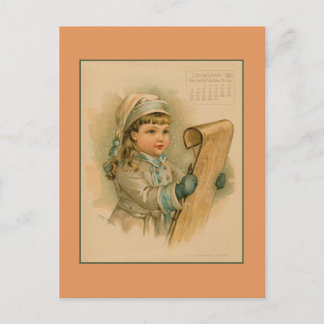 Cartão Postal Vintage dezembro de 1891 belas crianças desenhando