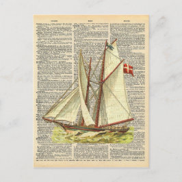 Cartão Postal Vintage Dictionary Art NMaritime boat no Oceano