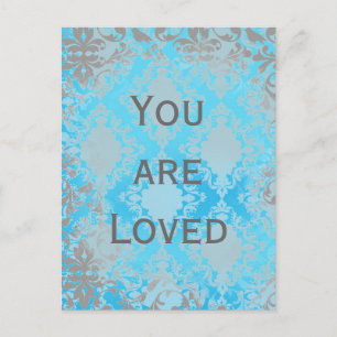 Cartão Postal Vintage Distresse Damask You are Loved