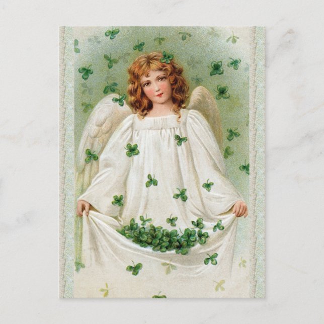 Cartão postal vintage do anjo irlandês (Frente)