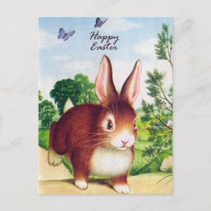 Cartão postal vintage do coelho de Páscoa