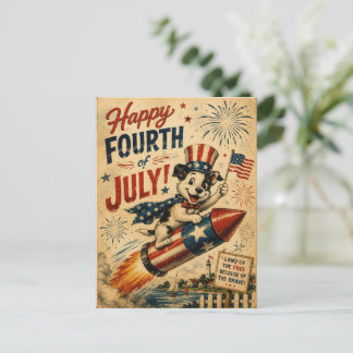 Cartão postal vintage do Dia da Independência | Ca