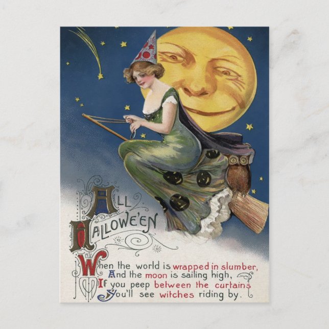 Cartão postal vintage do Halloween (Frente)