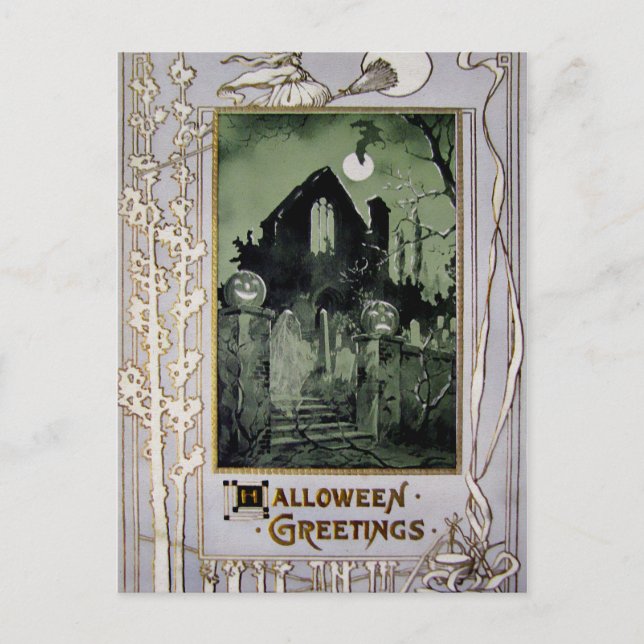 Cartão postal vintage do Halloween (Frente)
