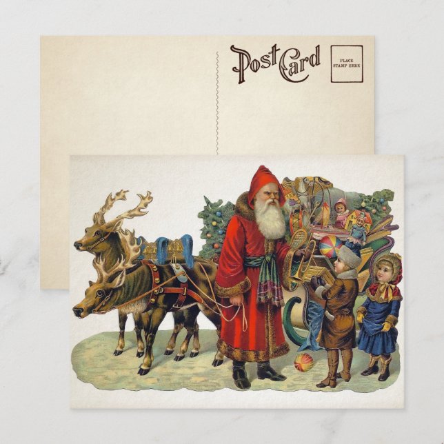 Cartão postal vintage do Papai Noel zangado (Frente/Verso)
