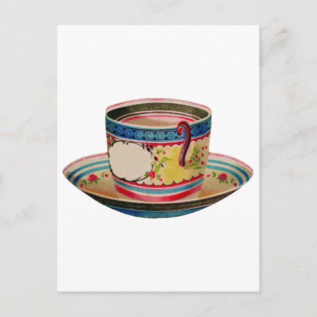 Cartão Postal vintage do teacup (Frente)
