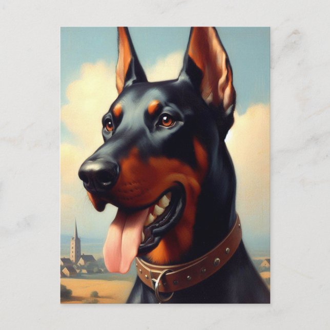 Cartão Postal Vintage Doberman Painting (Frente)