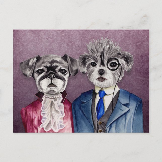 Cartão Postal Vintage Dogs Art (Frente)