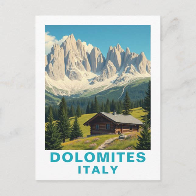 Cartão Postal Vintage Dolomites Italy Travel Postcard (Frente)