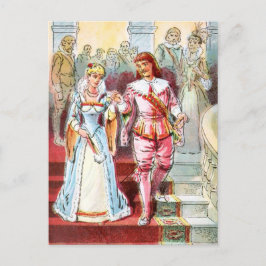 Cartão Postal Vintage Drawing: Cinderela e o Príncipe