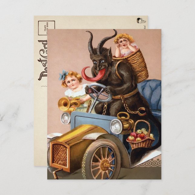Cartão postal Vintage Drivers Krampus (Frente/Verso)